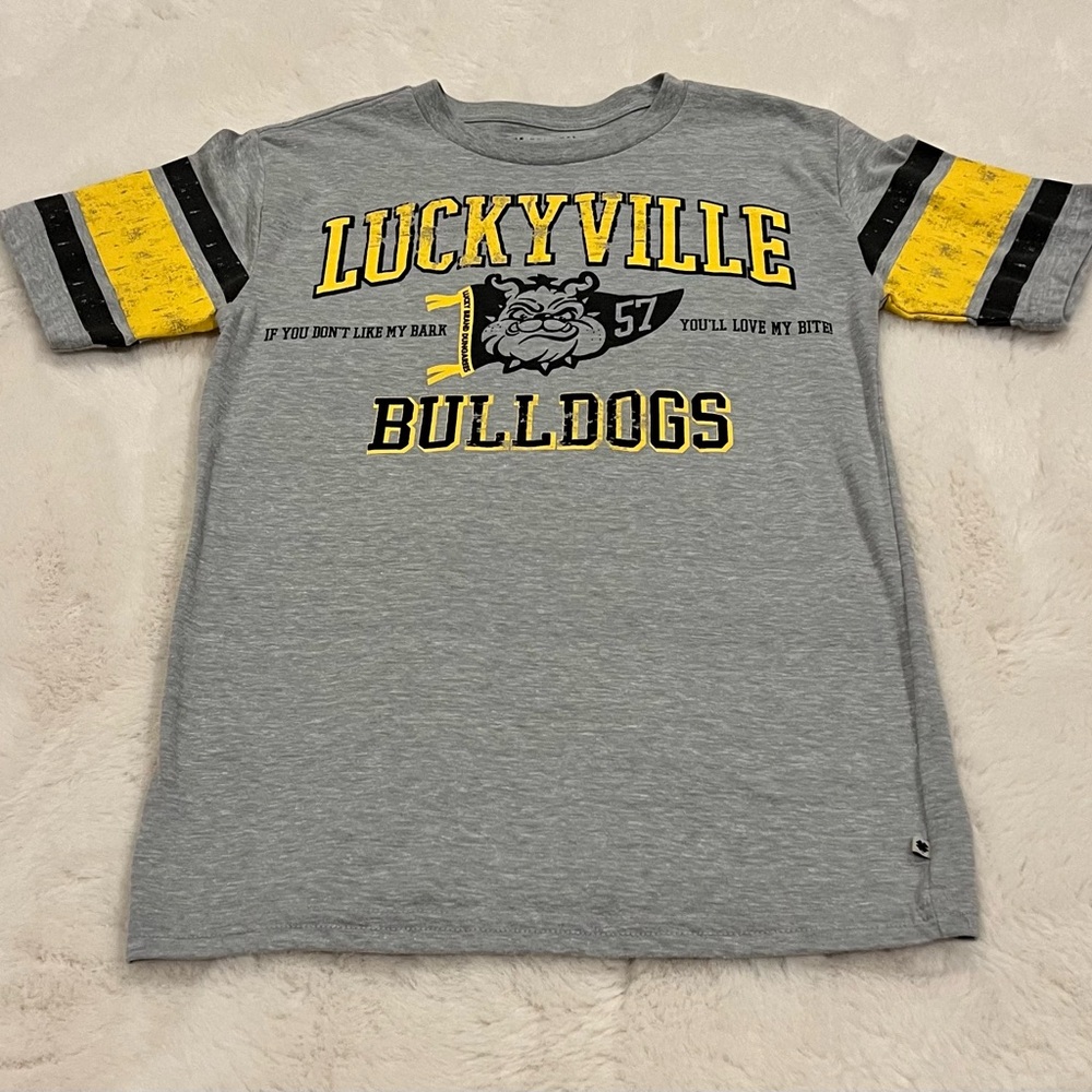 Lucky Brand Gray and Yellow Short Sleeve Tee